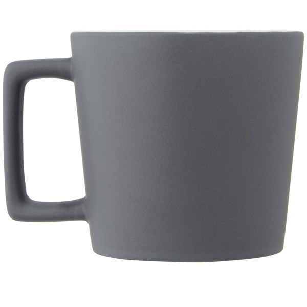 Cali 370 ml ceramic mug with matt finish - White / Matted Grey