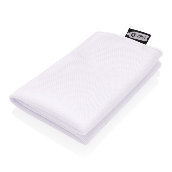 RPET sport towel in pouch - White
