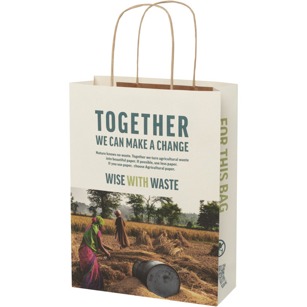 Agricultural waste 150 g/m2 paper bag with twisted handles - 24 x 9 x 32 cm