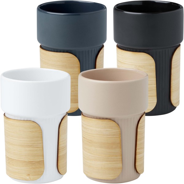 Fika 340 ml tumbler with bamboo sleeve - White
