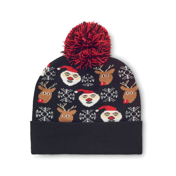Christmas knitted beanie Shimas Hat - Black
