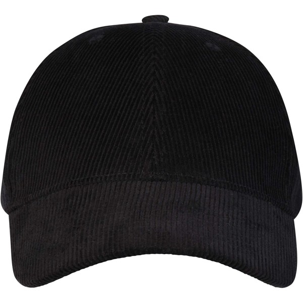 Hutton 6 panel recycled corduroy cap - Black