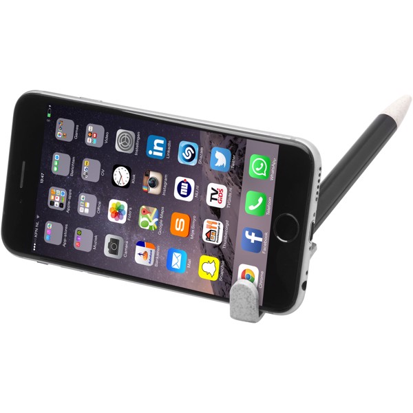 Medan wheat straw ballpoint pen and phone holder - Solid black