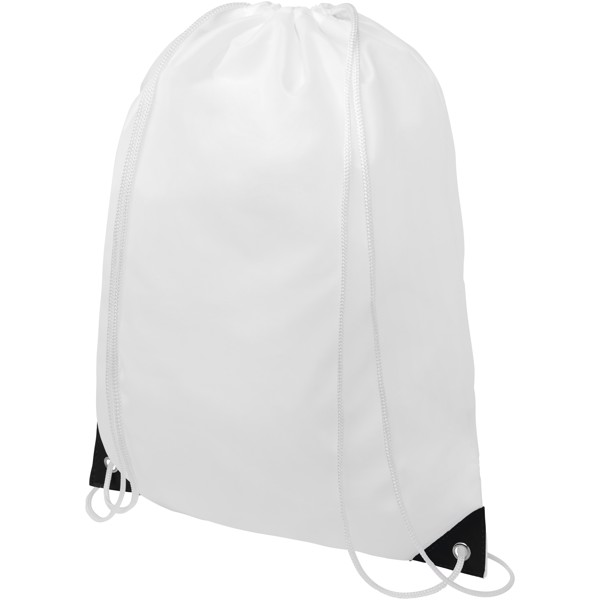 Oriole drawstring backpack with coloured corners - White / Solid black