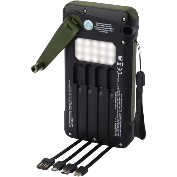 Soldy 10.000 mAh RCS recycled plastic solar dynamo power bank