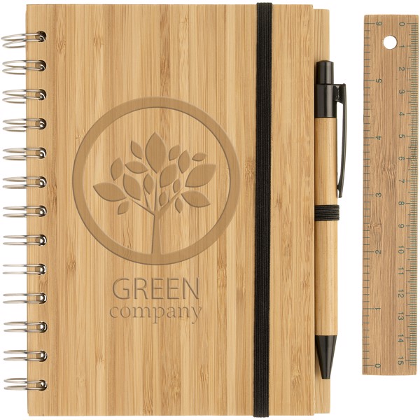 Cuaderno B6 de bambú con regla y bolígrafo "Franklin"