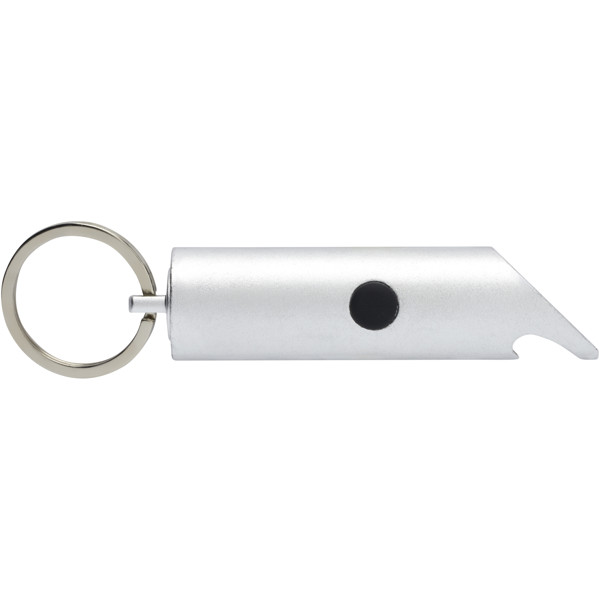 Flare RCS recycled aluminium IPX LED light and bottle opener with keychain - Silver