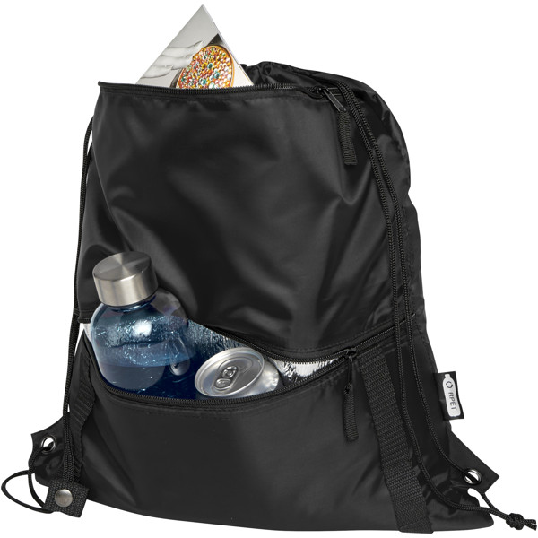 Adventure recycled insulated drawstring bag 9L - Black