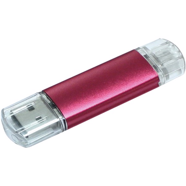 Rotační kovové USB OTG - Červená s efektem námrazy / 1GB