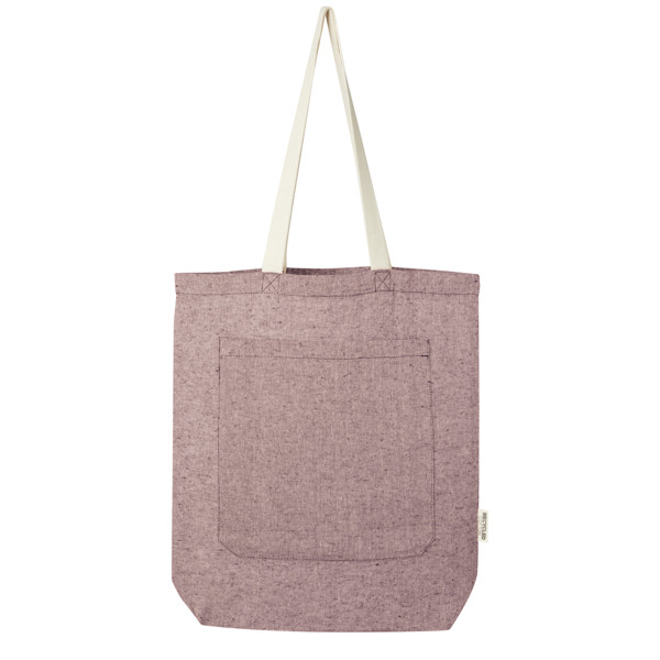 Pheebs 150 g/m² recycled cotton tote bag with front pocket 9L - Heather Maroon