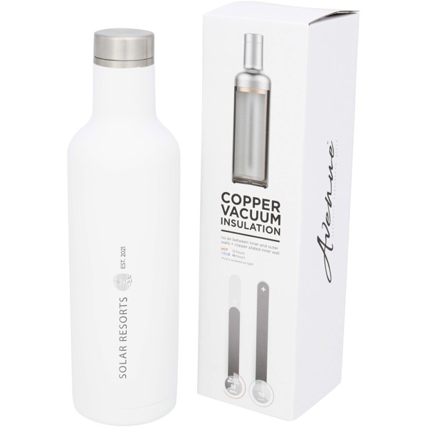 Pinto 750 ml copper vacuum insulated bottle - White