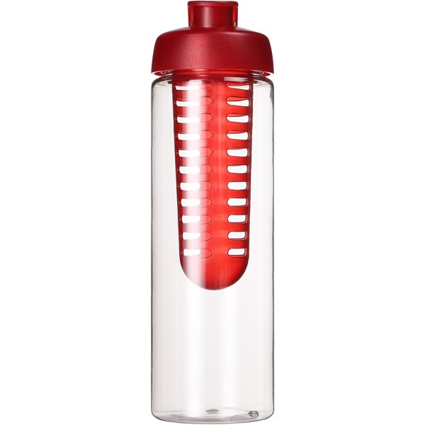 H2O Vibe 850 ml lahev s vyklápěcím víčkem a infuzérem - Průhledná / Červená s efektem námrazy