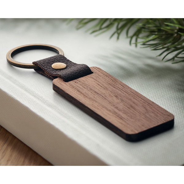 Key ring in walnut and PU Nawkey
