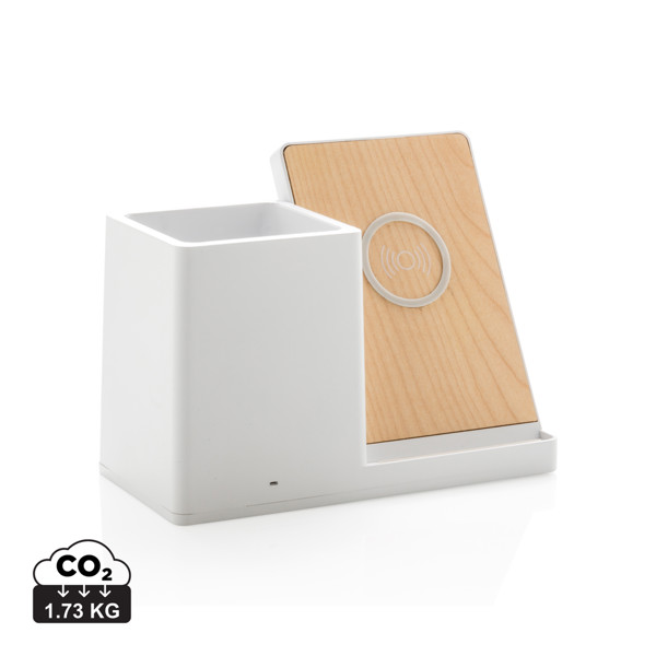 Ontario 5W wireless charger with pen holder - White