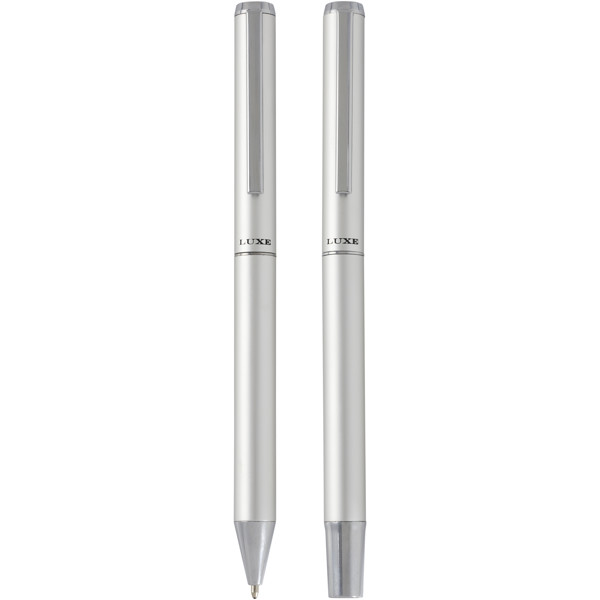 Lucetto recycled aluminium ballpoint and rollerball pen gift set (black ink) - Silver