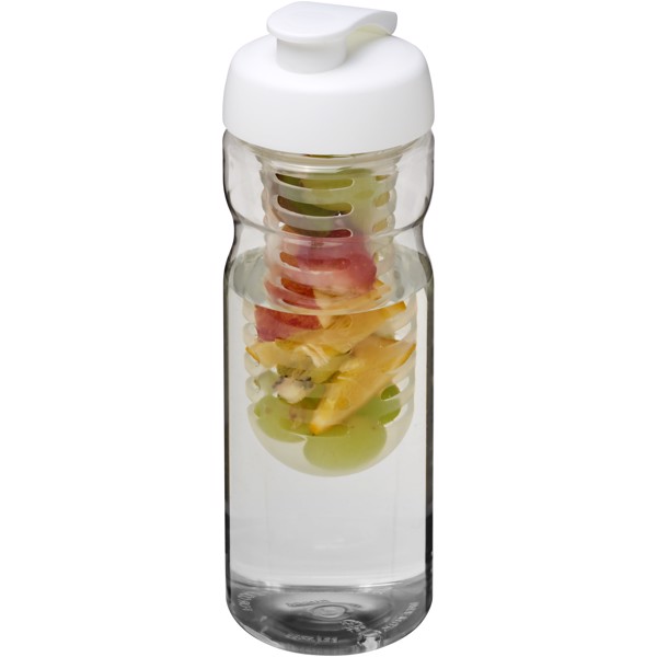 H2O Active® Base Bidón deportivo e infusor con Tapa Flip de 650 ml - Transparente / Blanco