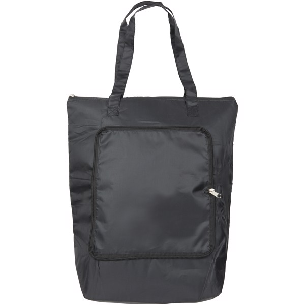 Cool-down zippered foldable cooler tote bag - Solid black