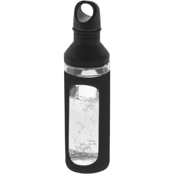 Hover 590 ml glass sport bottle - Solid black / Transparent