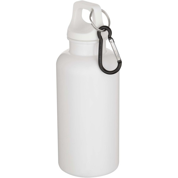 Oregon 400 ml solid colour RCS recycled plastic water bottle with carabiner - White