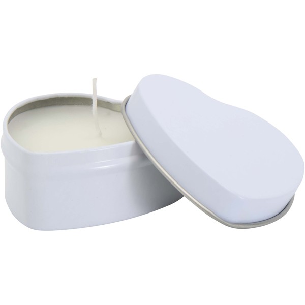 Blissful heart-shaped tin candle with vanilla aroma - White