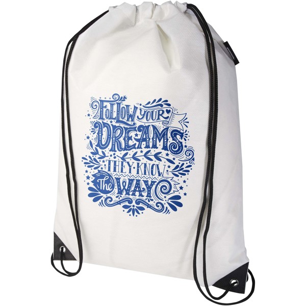 Evergreen GRS recycled non-woven drawstring bag 5L - White