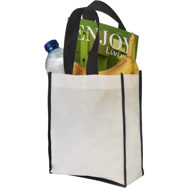 Contrast small non-woven shopping tote bag - White / Solid black