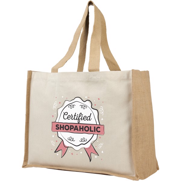 Varai 320 g/m² canvas and jute shopping tote bag 23L - Natural / Natural