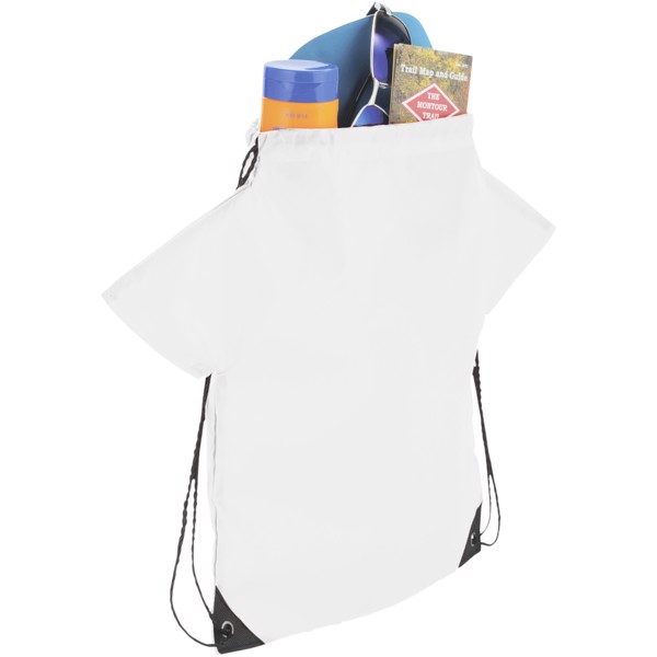 Cheer T-shirt-shaped drawstring backpack - White