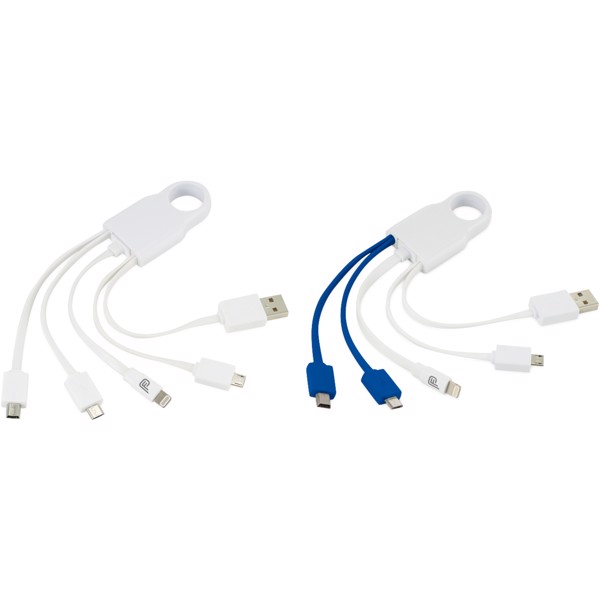 Squad 5-in-1 charging cable set - White / Blue