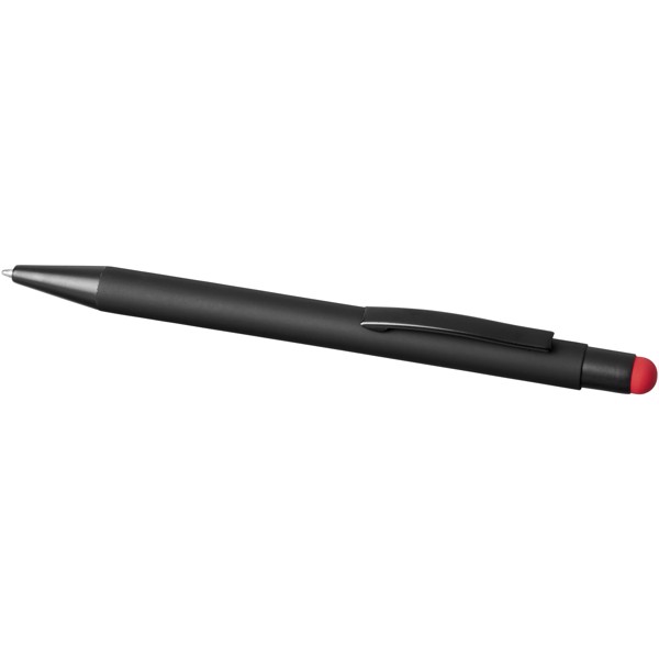 Pryžové kuličkové pero a stylus Dax - Černá / Červená s efektem námrazy