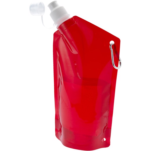 Cabo 600 ml water bag with carabiner - Transparent red