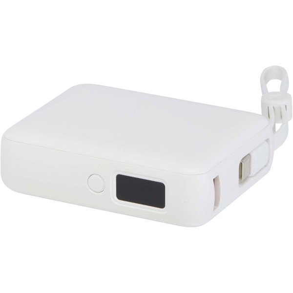 Acrux 10.000 mAh 35W tablet power bank with built in Type-C cable - made from recycled plastic - White
