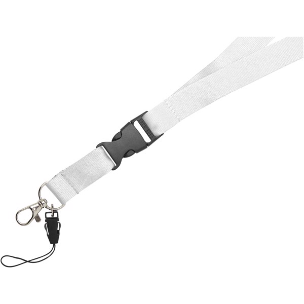 Sagan Lanyard mit abnehmbarer Schnalle und Handyband - weiss