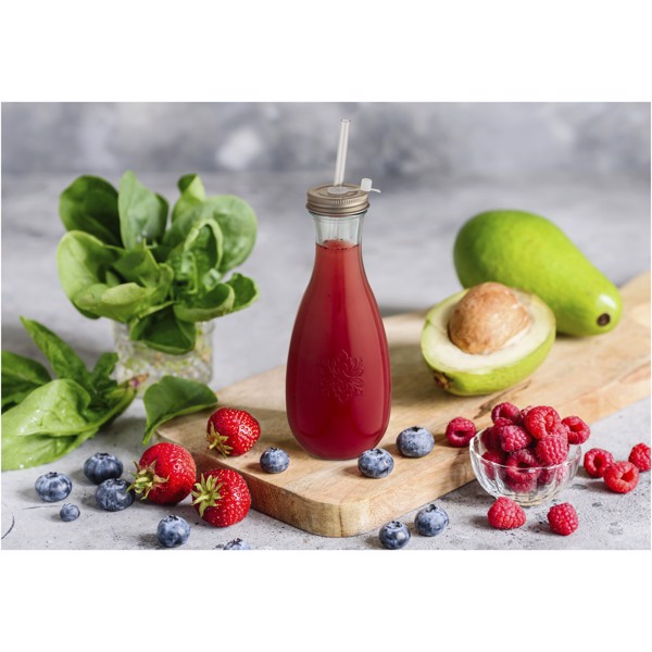 Polpa recycled glass bottle with straw