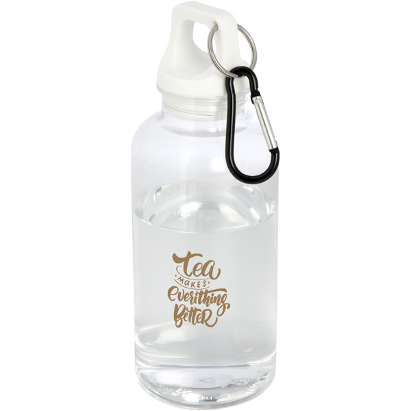 Oregon 400 ml RCS certified recycled plastic water bottle with carabiner - White