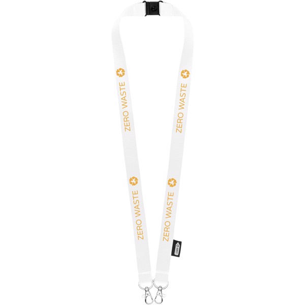 Adam recycled PET lanyard with two hooks - White