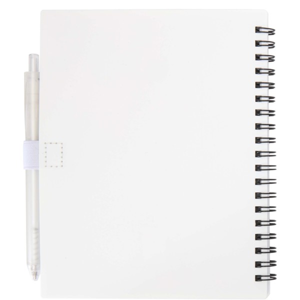 Niove recycled plastic soft cover notebook and ballpoint pen set (blue ink) - White