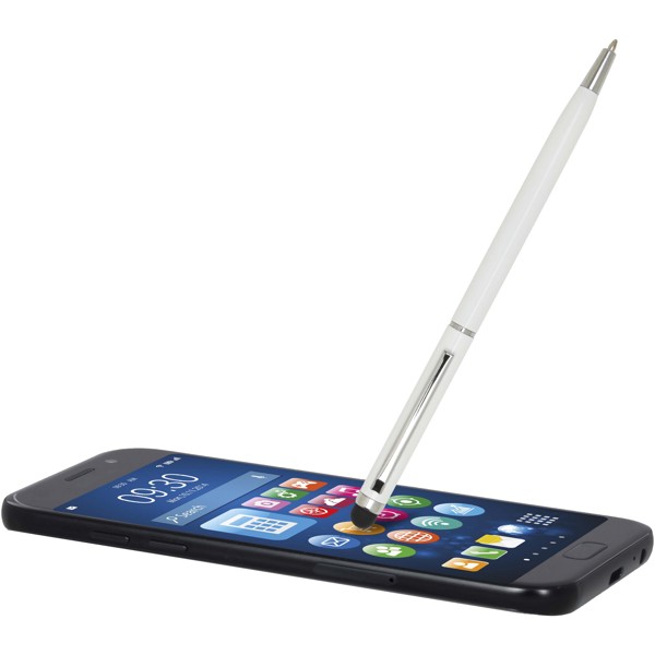Ore aluminium ballpoint pen with stylus (blue ink) - White