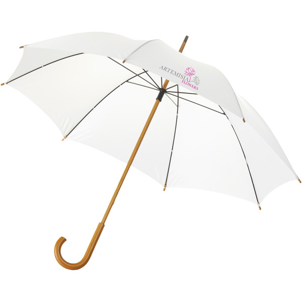 Jova 23\" umbrella with wooden shaft and handle - White