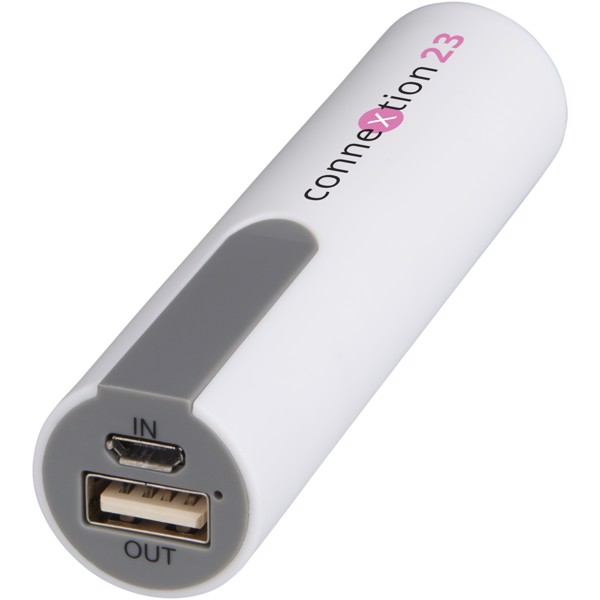 Jinn 2200 mAh power bank with rubber finish - White