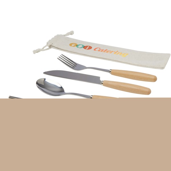 Root 5-piece stainless steel and beech wood cutlery set