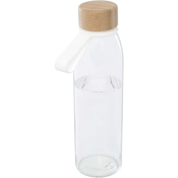 Porto 500 ml glass water bottle with silicone handle and bamboo lid - Transparent Clear