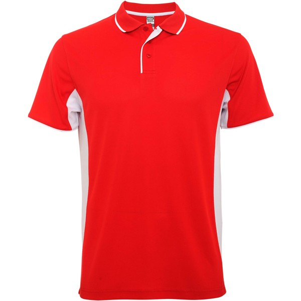 Montmelo short sleeve unisex sports polo - Red / White / XL
