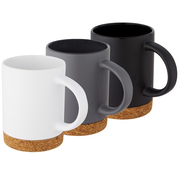 Taza de cerámica de 425 ml con base de corcho "Neiva" - Blanco