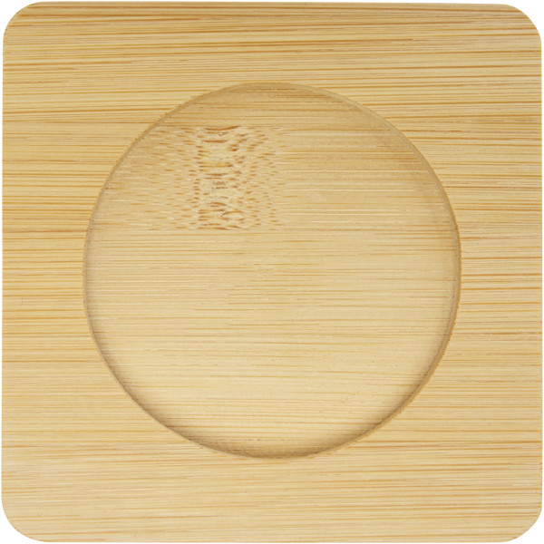 Manti 2-piece 250 ml double-wall glass cup with bamboo coaster