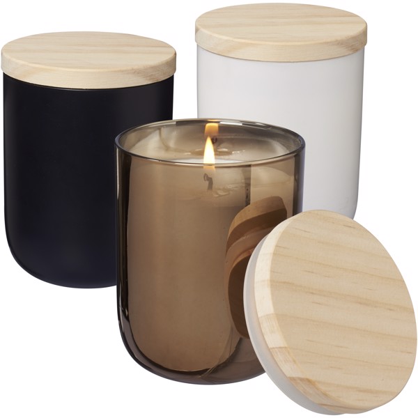 Lani candle with wooden lid - White