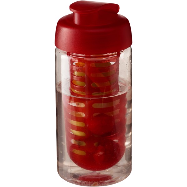 Sportovní láhev s infuzérem avyklápěcím víčkem H2O Bop® 500 ml - Průhledná / Červená s efektem námrazy