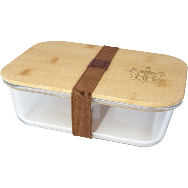 Roby 1000 ml glass lunch box with bamboo lid - Natural / Transparent Clear