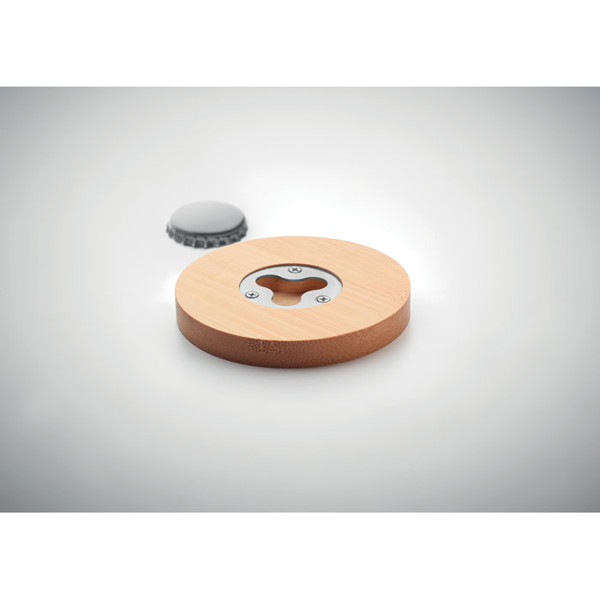 Bamboo bottle opener/ coaster Dakai