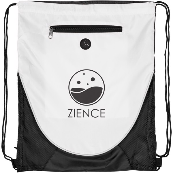 Peek zippered pocket drawstring backpack - White / Solid black